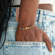 1-12 Birthstones Heart Knot Gold Bracelet
