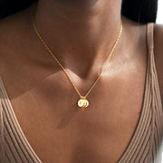 For Mom Octagon Disc Initial Necklace