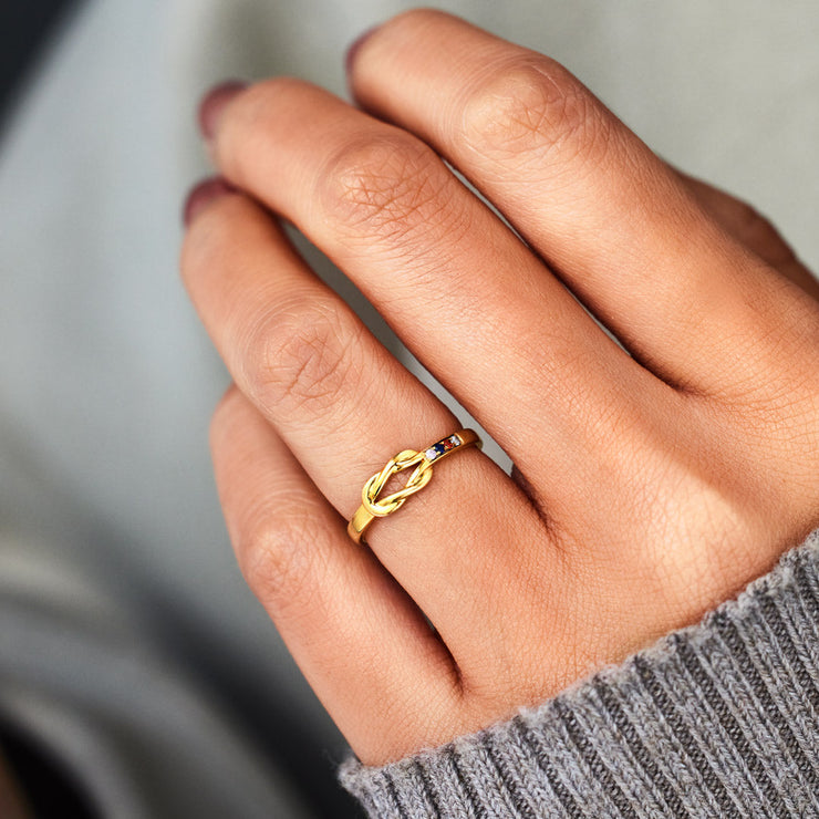 1-6 Birthstones Square Knot Ring