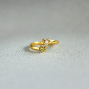 Double Heart Birthstone Ring