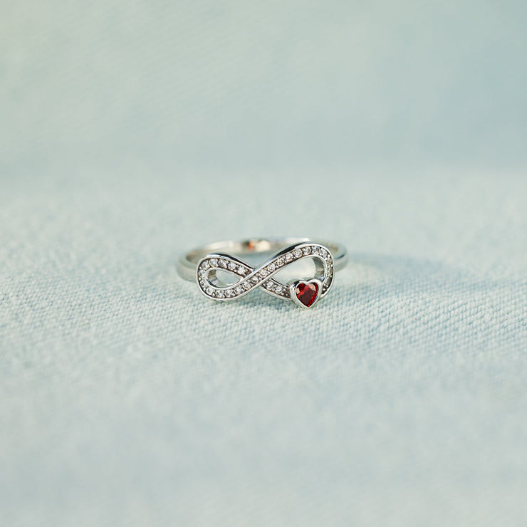 Our Love Travels On Forever Heart Infinity Ring