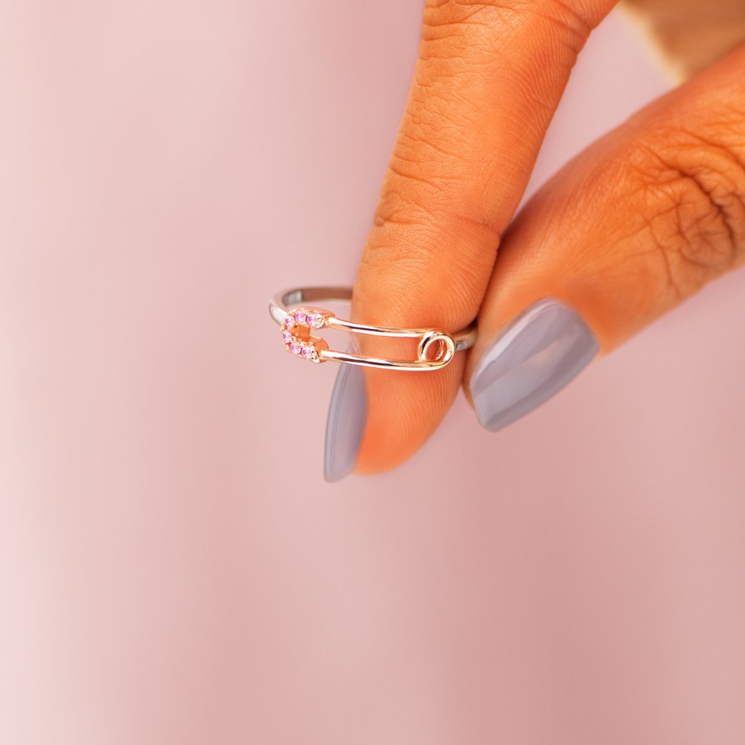 Minimalist Safety Pin Ring Daughter I Pray You'll Always Be Safe