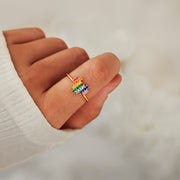 Rainbow Heart Ring - There's No One Quite Like You 