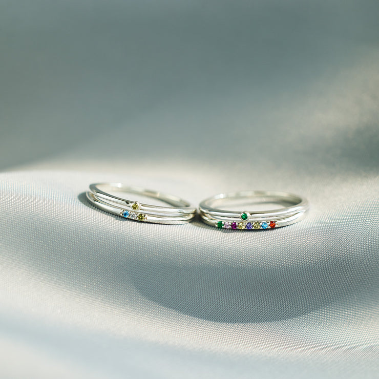 Nine Two Rings 2-9 Birthstones Double Row Mother's Ring | Story Jewellery