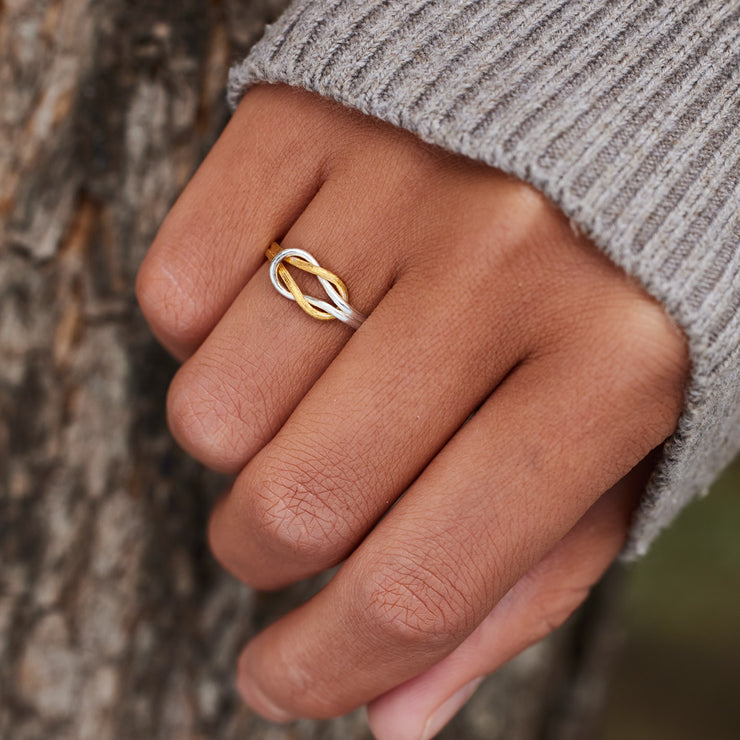 Two-Tone Square Knot Ring