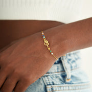 1-12 Birthstones Heart Knot Gold Bracelet