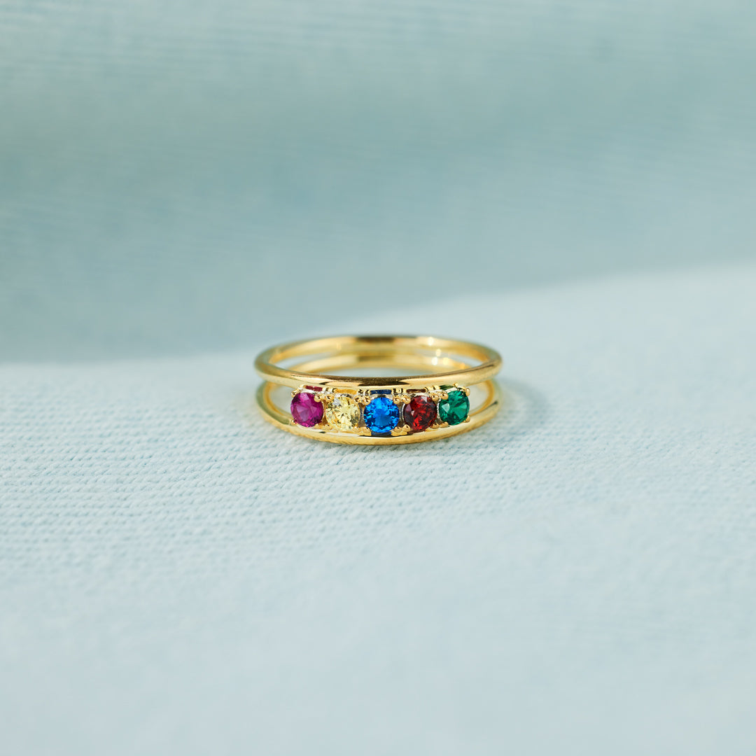 1-8 Birthstones Two Row Ring