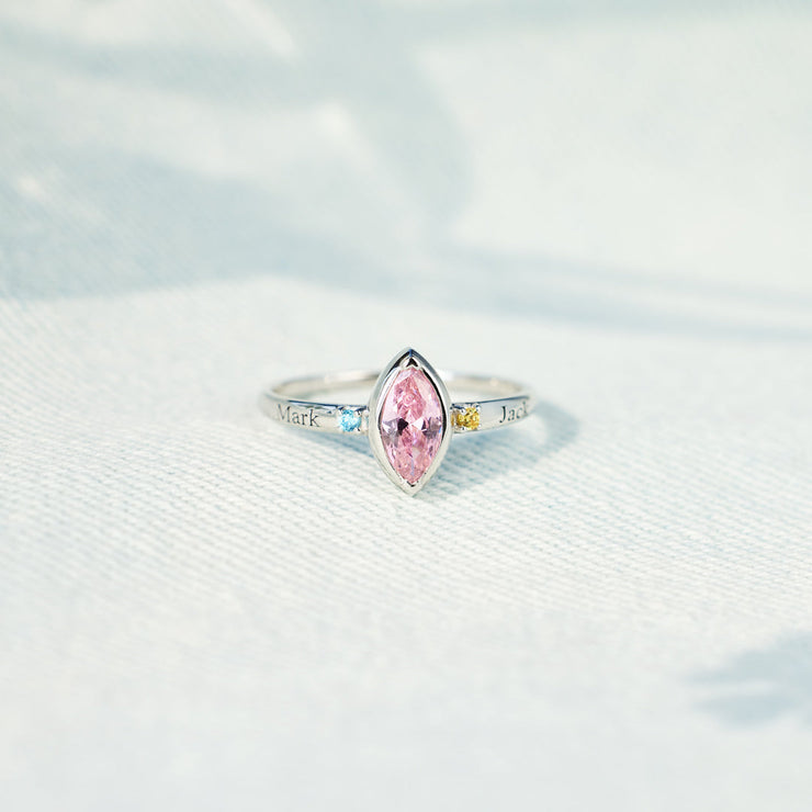 1-8 Names & Birthstones Marquoise Ring