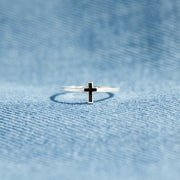 Minimalist Black Cross Ring