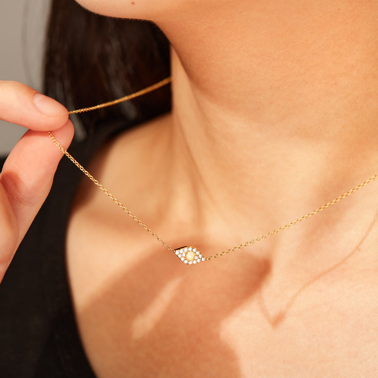 Opal Gold Evil Eye Necklace