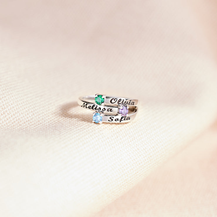 1-4 Names&Birthstones Wrap Ring