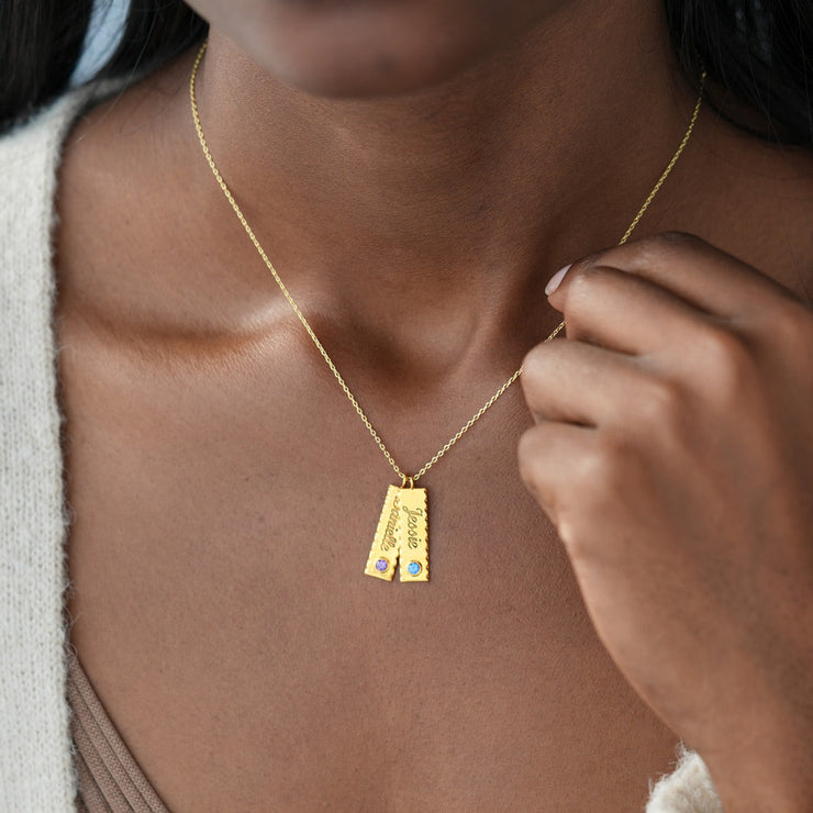 Bar Name Necklace With Birthstone