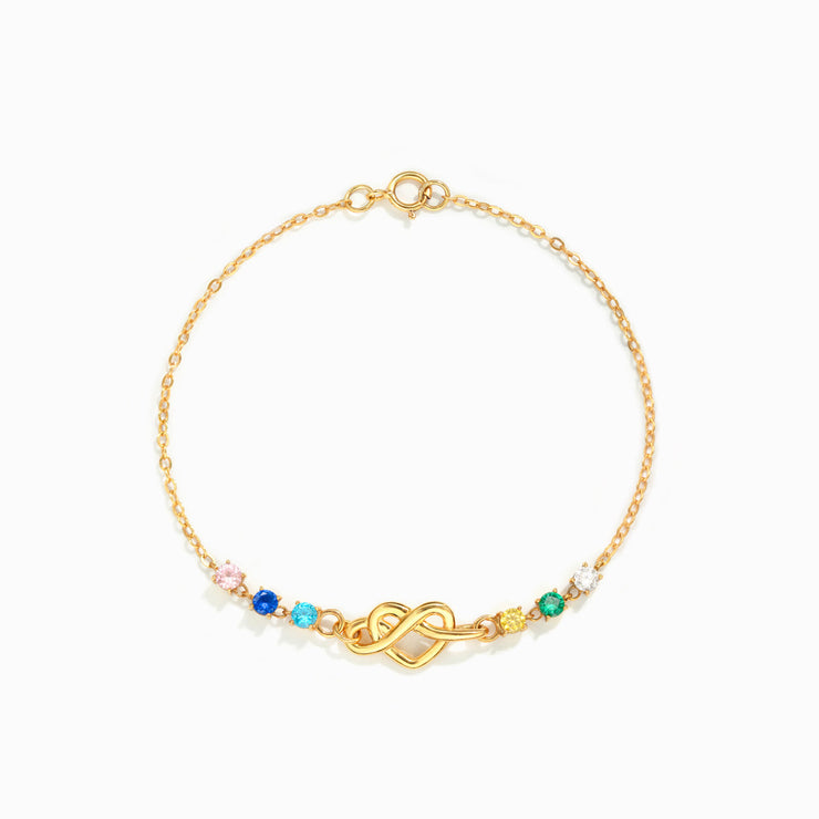 1-12 Birthstones Heart Knot Gold Bracelet