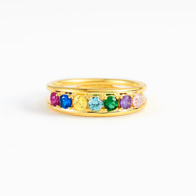 1-8 Birthstones Two Row Ring