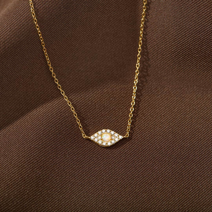 Opal Gold Evil Eye Necklace