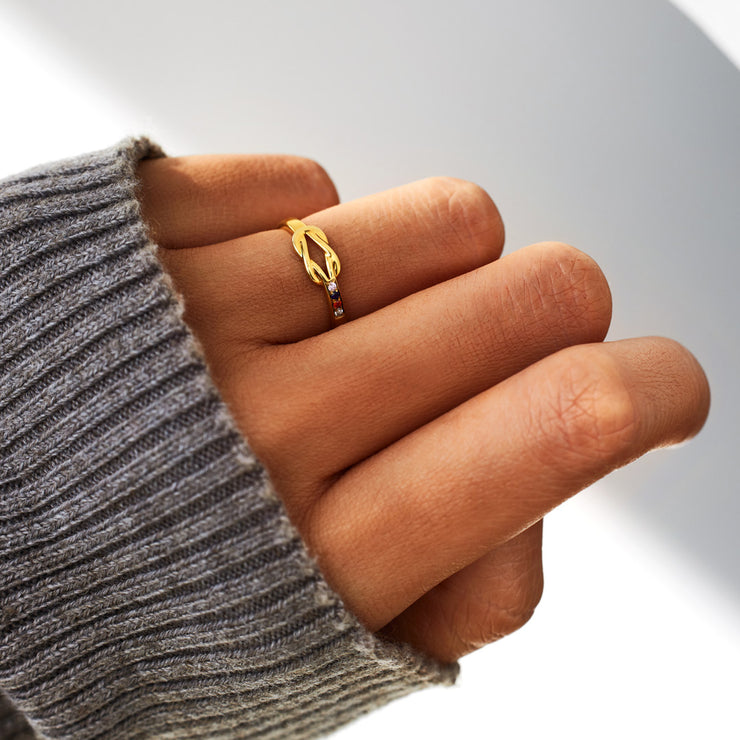 1-6 Birthstones Square Knot Ring