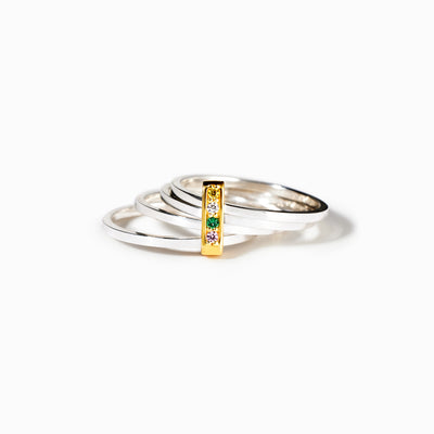 2-5 Birthstones Linked Ring Band