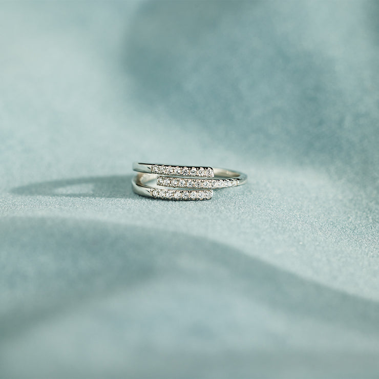 triple parallel pave ring