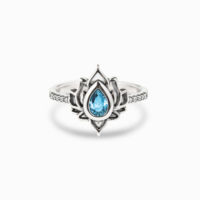 Best Bitches Blue Topaz Lotus Ring