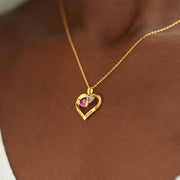 Personalized 2 Stone Heart Necklace