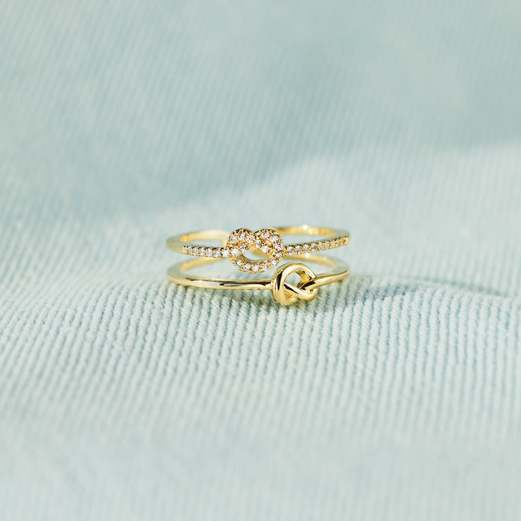 Mom I Love You Double Row Knot Ring