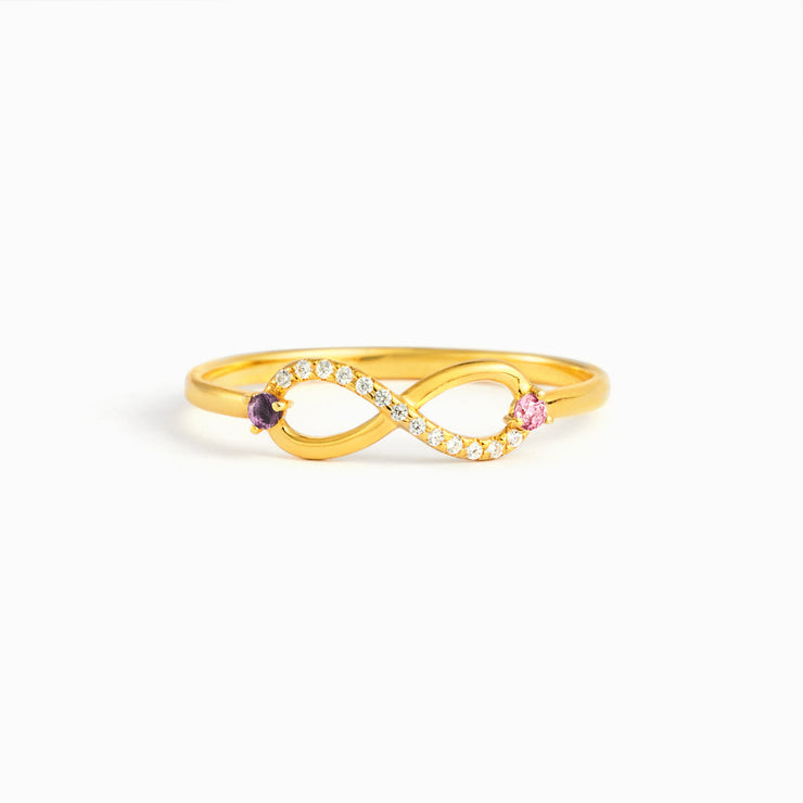 2 Stone Birthstone Infinity Ring
