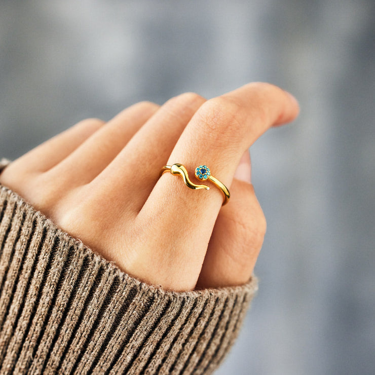 Italian Horn Evil Eye Ring
