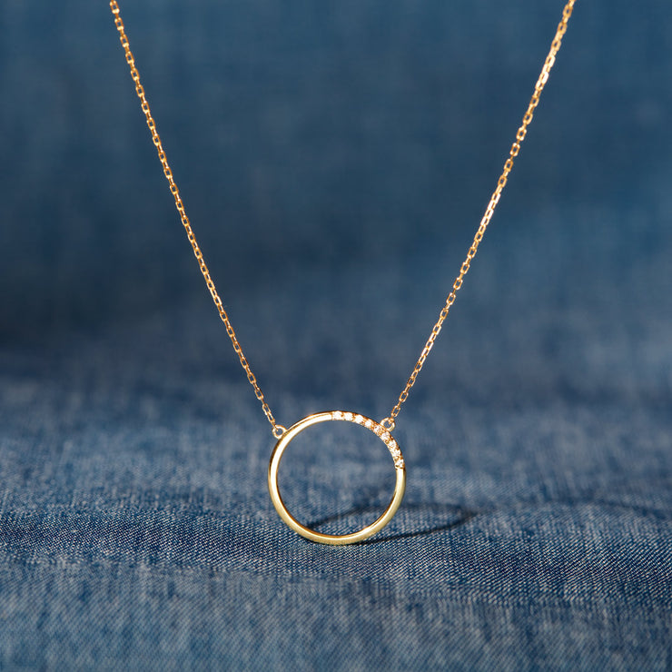 pave circle necklace