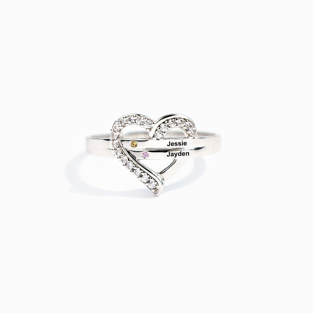 1-7 Names&Birthstones Heart Ring For Mother | Story Jewellery