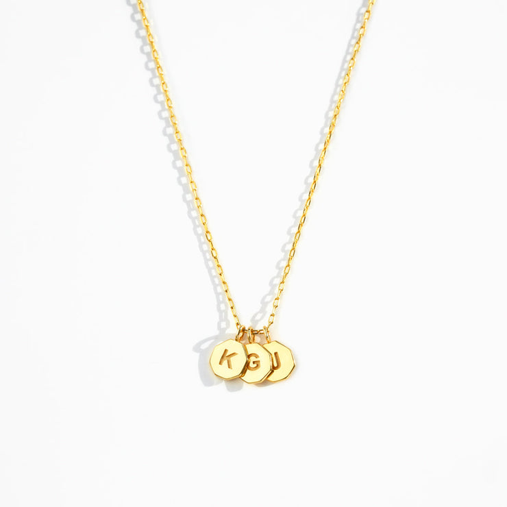 For Mom Octagon Disc Initial Necklace