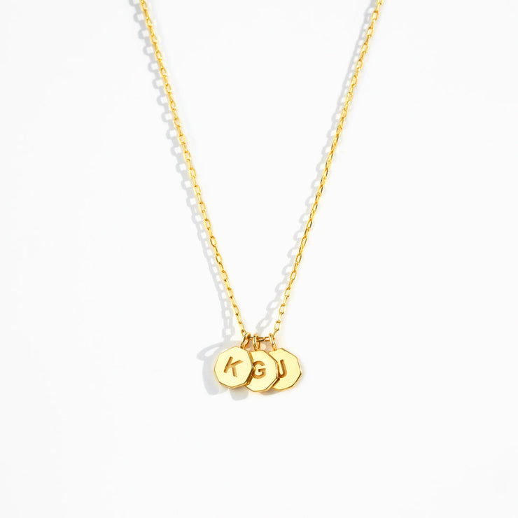 1-6 Charms Octagon Disc Initial Necklace