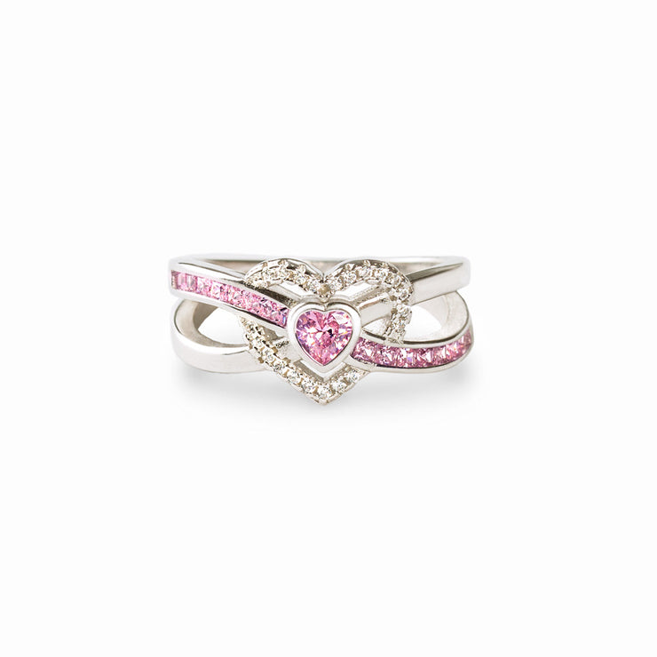 Mom & Daughter Infinity Heart Within Heart Ring