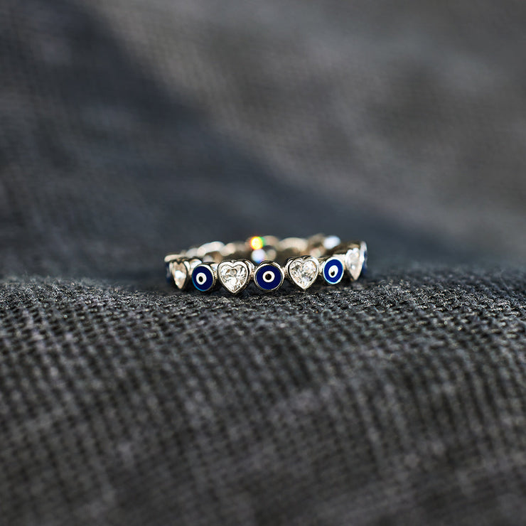 Heart&Evil Eye Ring Band