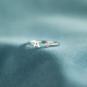 Initial&Birthstone Open Ring