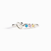 1-6 Birthstones Heart Knot Ring Band