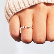 Initial&Birthstone Open Ring