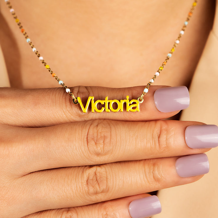 For Daughter Personalized Name Enamel Necklace