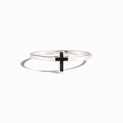 Minimalist Black Cross Ring
