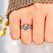 1-5 Birthstones Flower Heart Ring