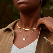 Initial Disk Layered Necklace Set