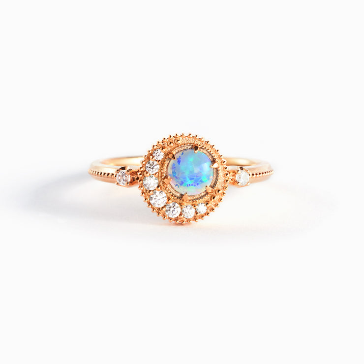 Crescent Moon Opal Ring