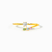 Mom And 1-5 Kids Birthstones Open Wrap Ring
