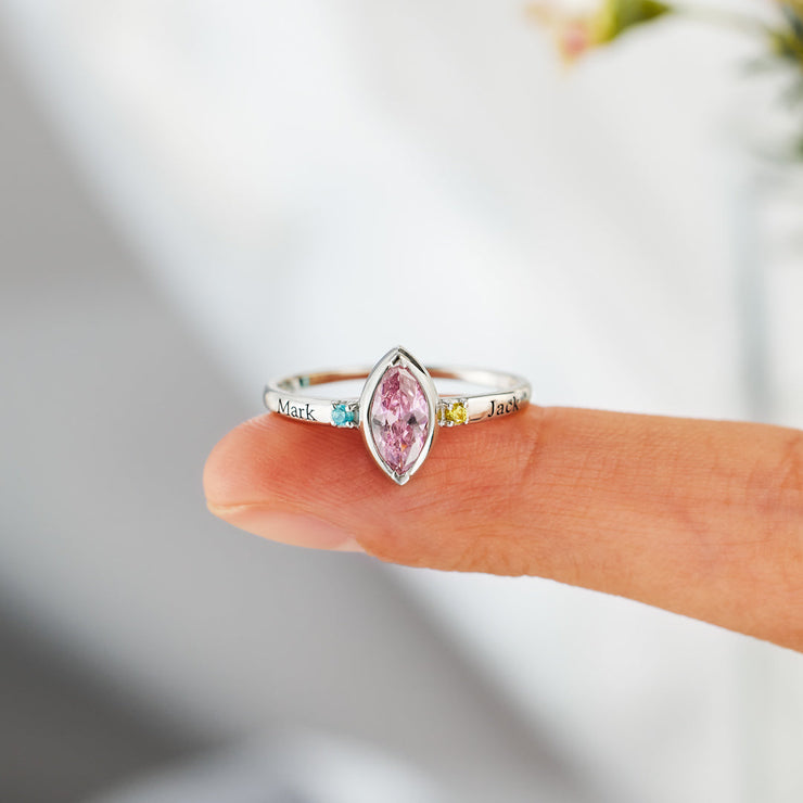 1-8 Names & Birthstones Marquoise Ring