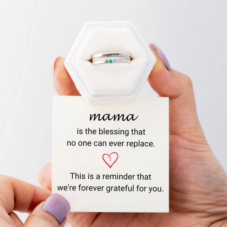 Personalized 1-8 Birthstones Mama Ring