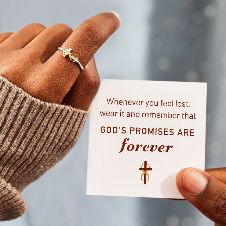 Gods' Promises Are Forever Infinity Cross Ring-Christian Religious Gif