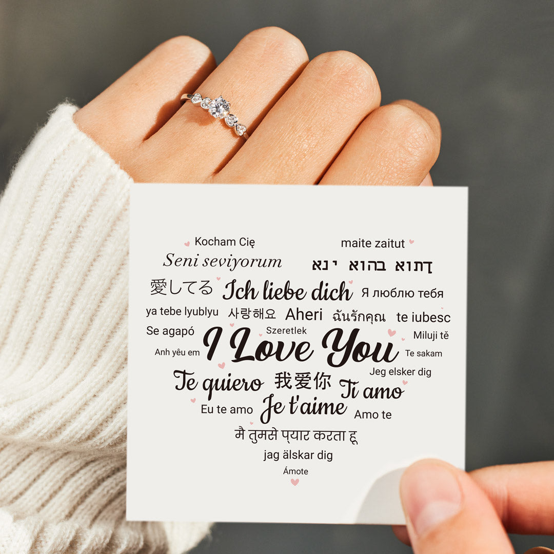 I Love You Round-Cut Heart Band Ring