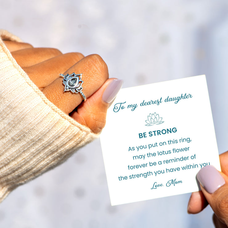 Daughter Be Strong Lotus Ring