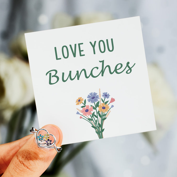 1-6 Birthstones Flower Heart Ring