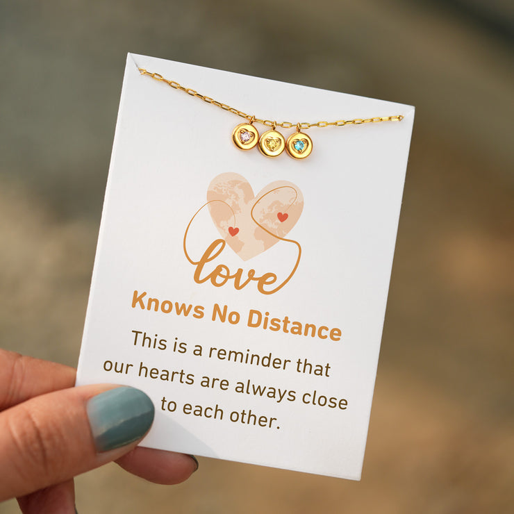 1-6 Birthstones Heart Charm Necklace