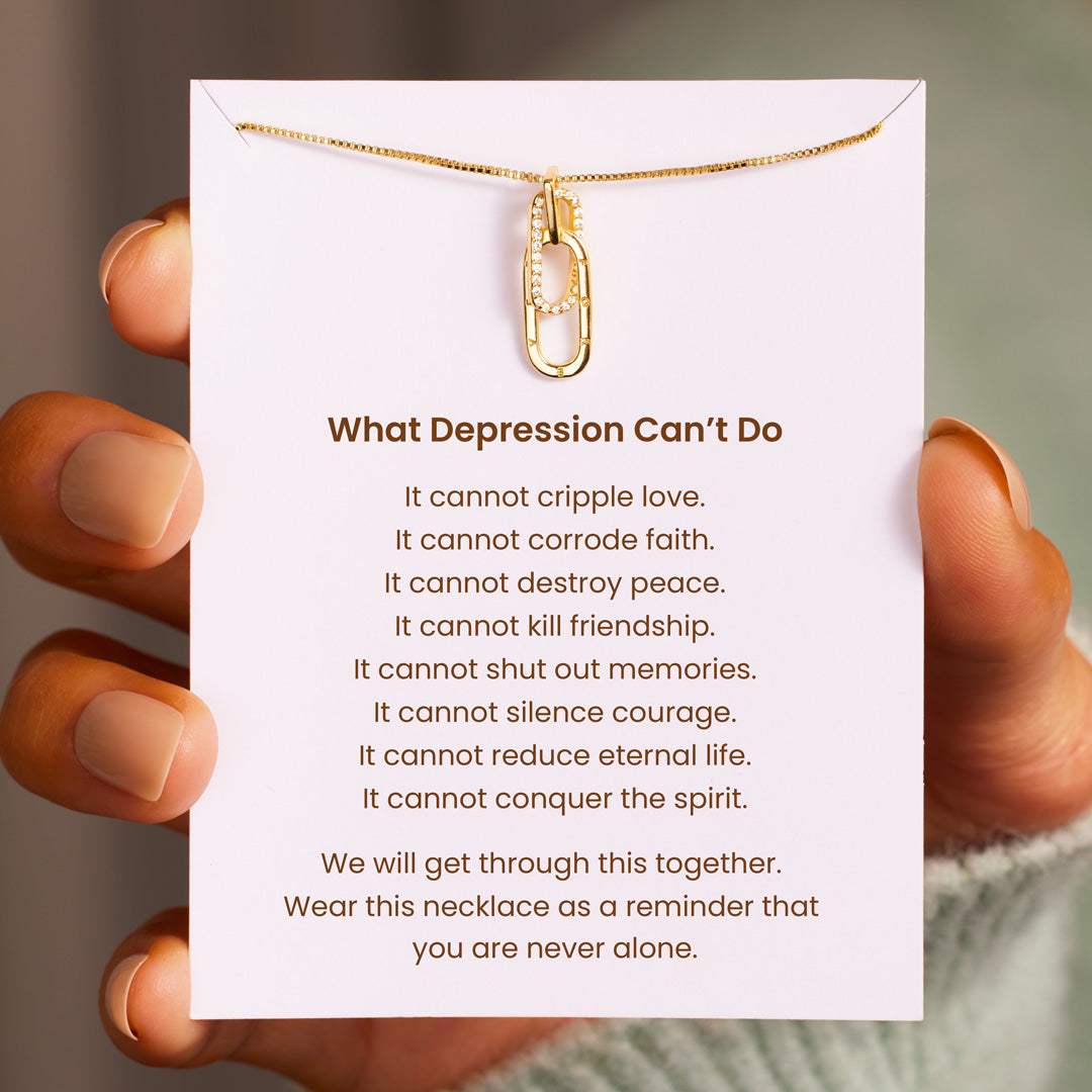 Depression Rings Depression Can't Rectangle Interlocking Necklace